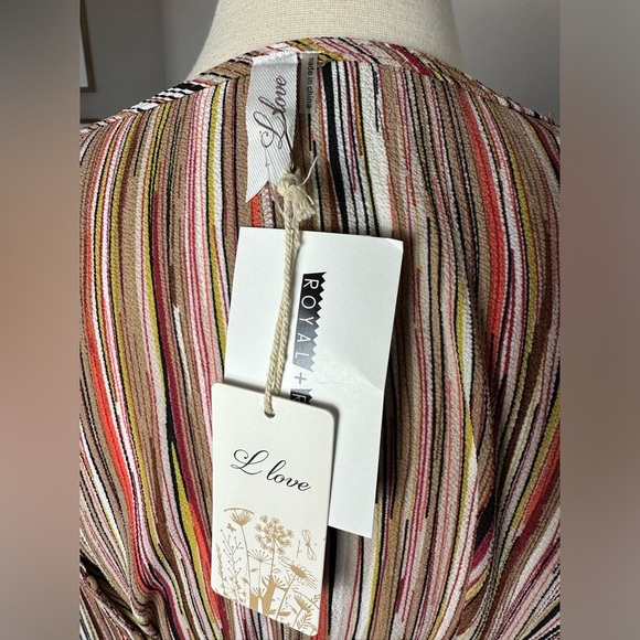 Boutique x Royal & Reese Bell-Sleeve Romper Jumper Jumpsuit Rust/Tan Multi Large - Picture 10 of 13